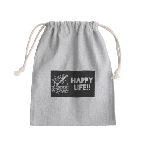 HAPPY LIFE!! Mini Drawstring Bag