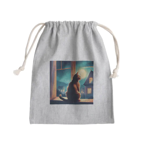 窓辺に佇む猫 Mini Drawstring Bag