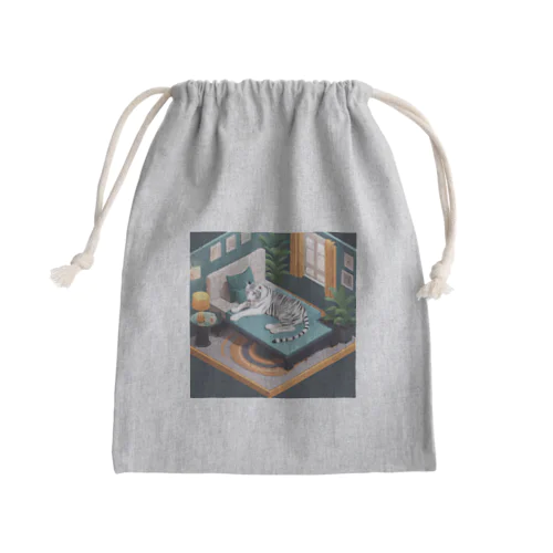 ホワイトタイガーのリラックスタイム Mini Drawstring Bag