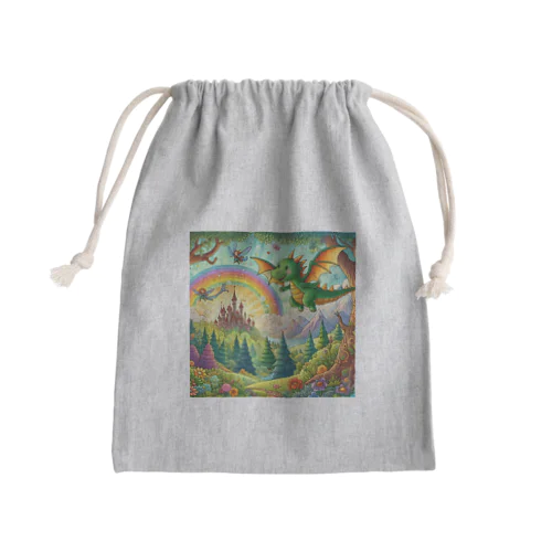 かわいいにじ色の恐竜 Mini Drawstring Bag