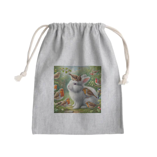 うさぎと小鳥たち④ Mini Drawstring Bag