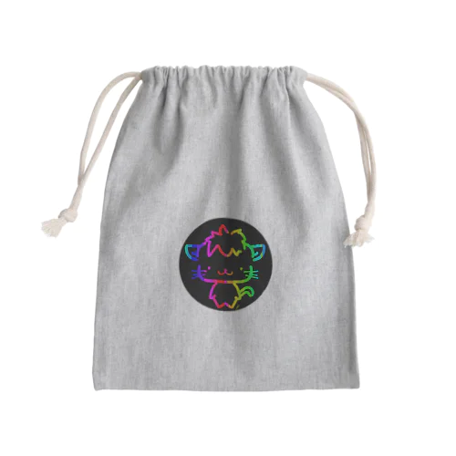 レインボー応援ネコ。 Mini Drawstring Bag