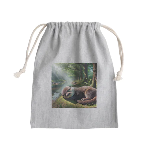 お昼寝カワウソ Mini Drawstring Bag