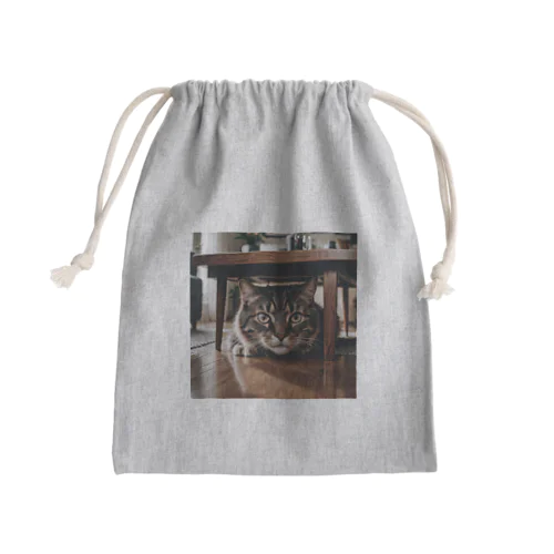 隠れる猫 Mini Drawstring Bag