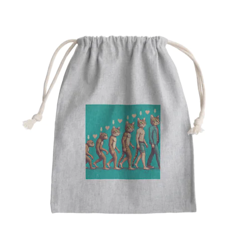 猫の進化 Mini Drawstring Bag