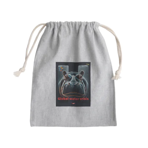 hippo  * Global water crisis Mini Drawstring Bag