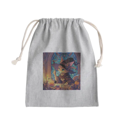 魔法の杖を持った猫 Mini Drawstring Bag