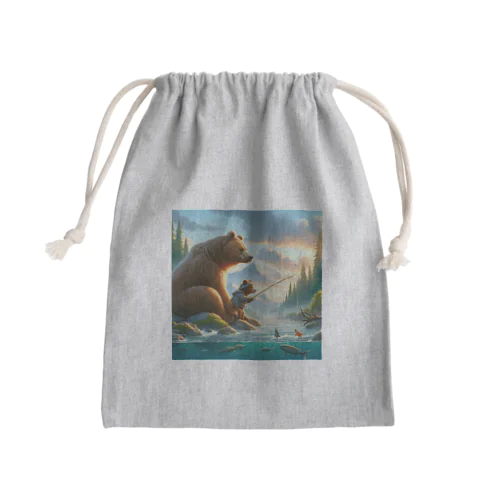 熊の親子 Mini Drawstring Bag