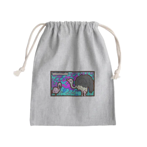 ダチョウとフラミンゴ Mini Drawstring Bag