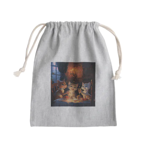 ネコの楽しいディナーニャン　Tomoe bb 2712 Mini Drawstring Bag