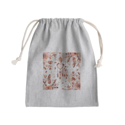 ハート　赤　飾り　羽根　葉　可愛い Mini Drawstring Bag