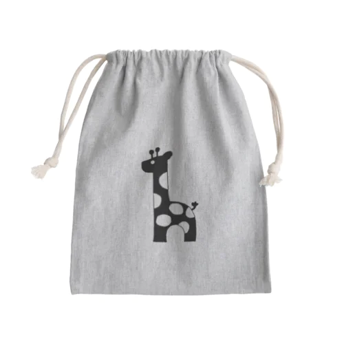 白黒きりんさん Mini Drawstring Bag