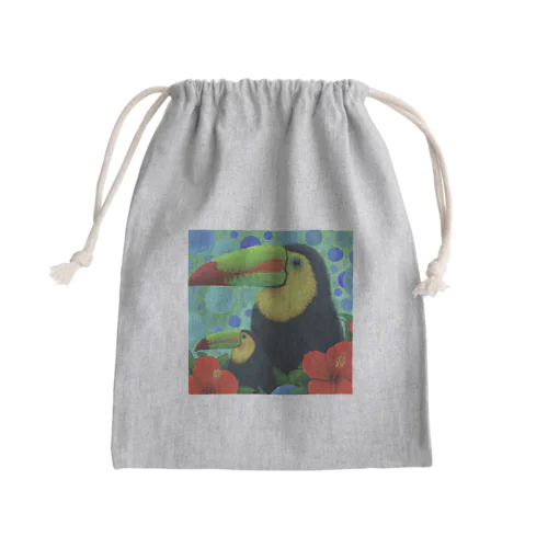 オニオオハシとハイビスカス Mini Drawstring Bag