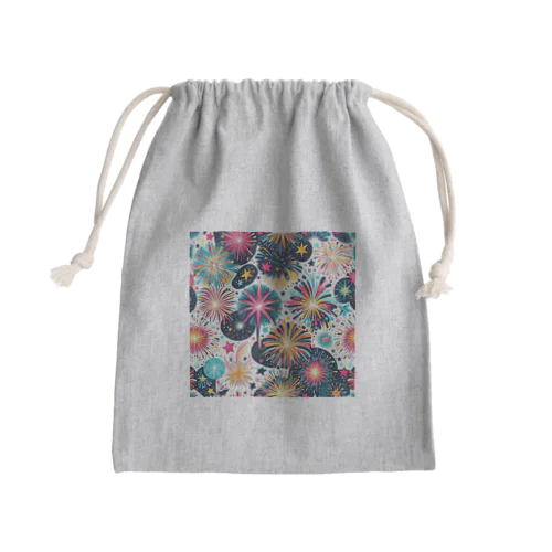 和風柄　花火柄 Mini Drawstring Bag