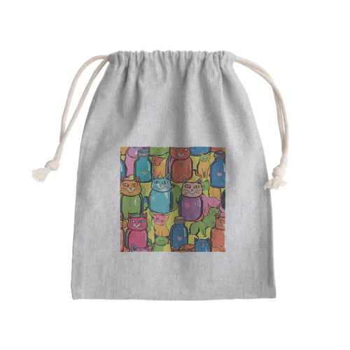 ポップな猫 Mini Drawstring Bag