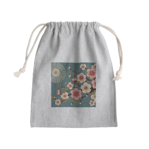 和風柄　桜柄 Mini Drawstring Bag