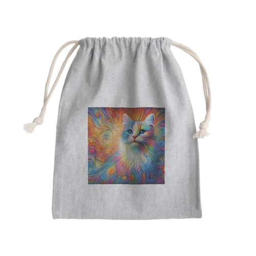 虹色　猫 Mini Drawstring Bag