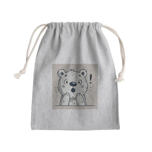 びっくりした表情がキュートなくまのフリーハンド描画 Mini Drawstring Bag