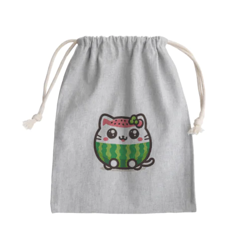 スイカにゃんこ Mini Drawstring Bag