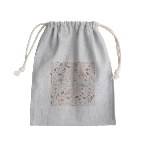枝　小鳥　可愛い Mini Drawstring Bag
