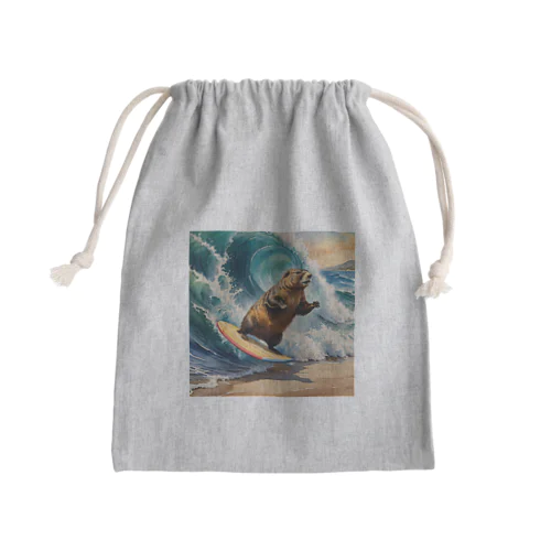 Surfing Woodchuck Mini Drawstring Bag