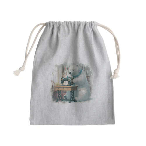 休日にミシン修理をするしろくまさん Mini Drawstring Bag