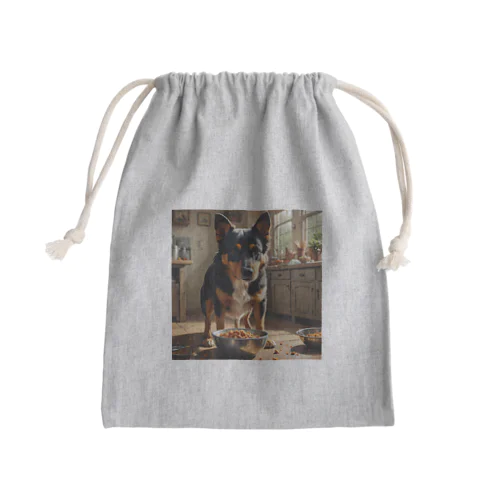 4.食べてる犬 Mini Drawstring Bag