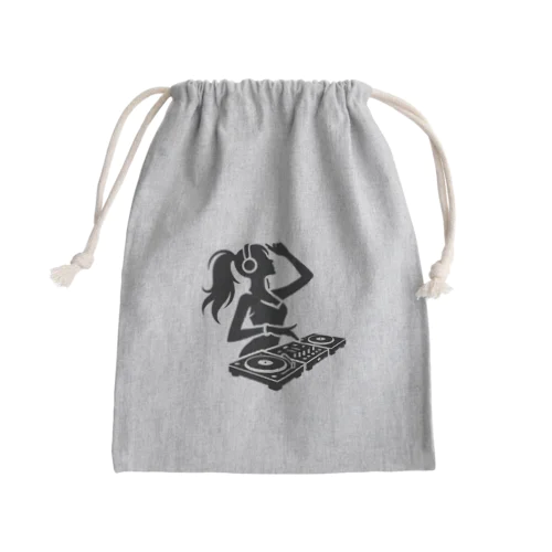 ハッピーガール DJ シルエットver. Mini Drawstring Bag