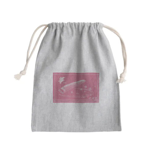 日本の色×箏と桜（紅梅色） Mini Drawstring Bag