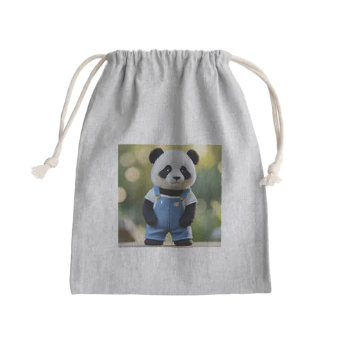 オーバオールを着るパンダ🐼 Mini Drawstring Bag