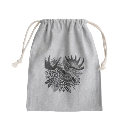 タトゥー風　ヘラジカの頭骨 Mini Drawstring Bag