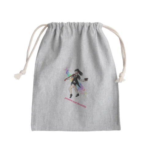 フルカラー ジャズダンサー 光と英字ロゴ Mini Drawstring Bag