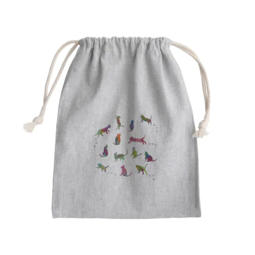 虹色ねこ＊リリー Mini Drawstring Bag