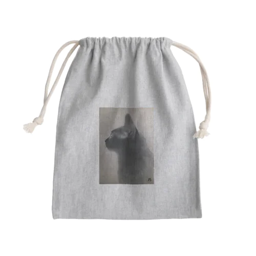 黒猫の横顔 Mini Drawstring Bag