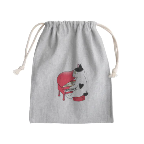 ピアノを弾く猫 Mini Drawstring Bag