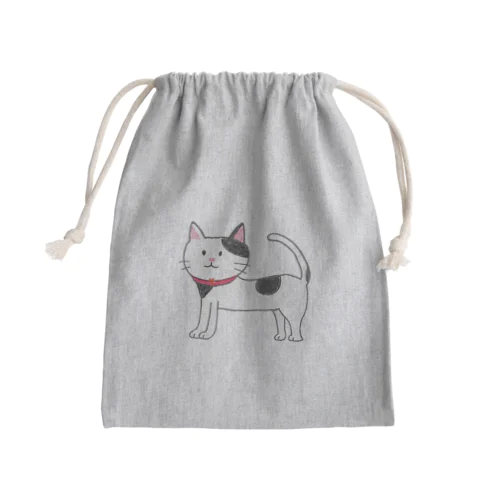 「くろぶちにゃん – おすまし猫の横顔」 Mini Drawstring Bag