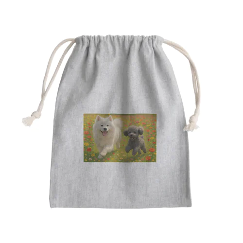 フラワーラン・サモエド&トイプー Mini Drawstring Bag