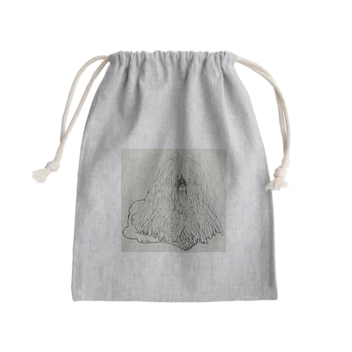 かしこいプーリー犬のイラスト  鉛筆画 歩く犬 Mini Drawstring Bag