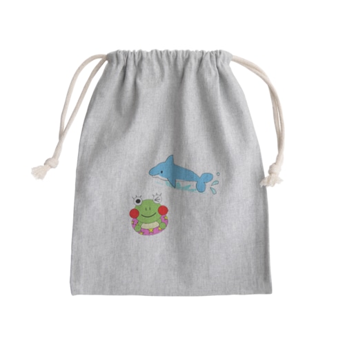 イルカとかえるさん Mini Drawstring Bag