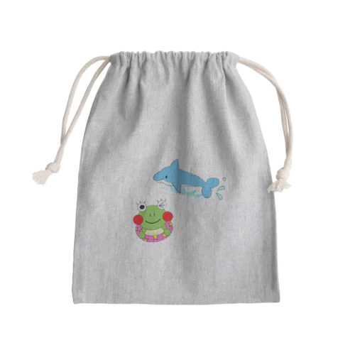 イルカとかえるさん Mini Drawstring Bag