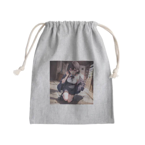 00181-Anime girl with purple hair and blue eyes Mini Drawstring Bag