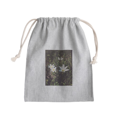 白いシュッとしたお花ちゃん Mini Drawstring Bag