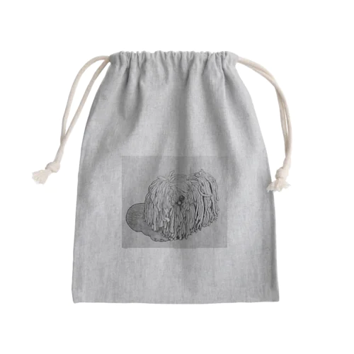 かしこいプーリー犬が振り向いた。puli illustration  Mini Drawstring Bag