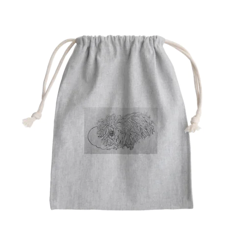 かしこいプーリー犬が転がる。 puli illustration  Mini Drawstring Bag