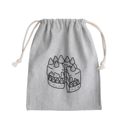 特別な日のショートケーキ-モノクロ Mini Drawstring Bag