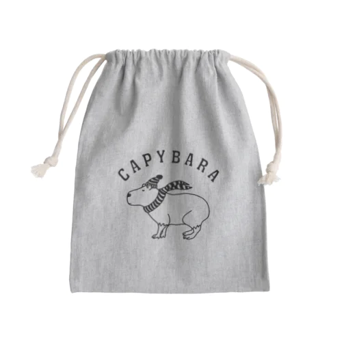 カピバラ 動物イラスト アーチロゴ Mini Drawstring Bag