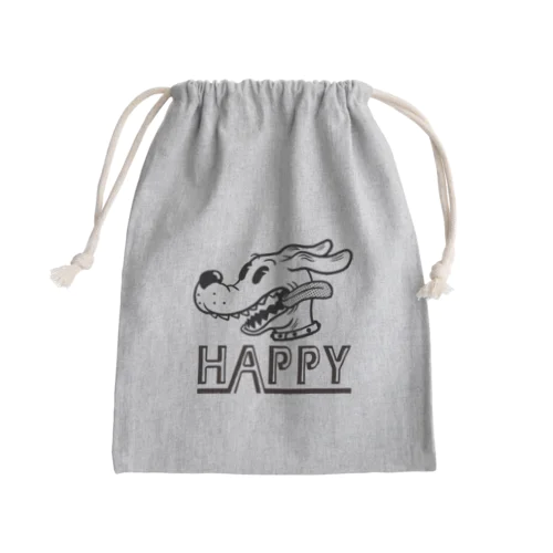 happy dog (black ink) Mini Drawstring Bag