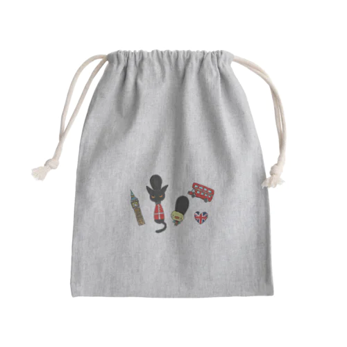 LONDON 天使のひよこちゃんと黒猫ムーン Mini Drawstring Bag