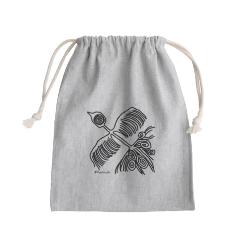 なぞのとり Mini Drawstring Bag