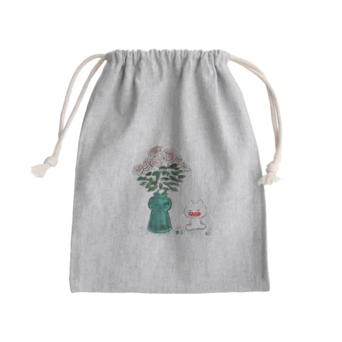 あかるいねことバラ Mini Drawstring Bag